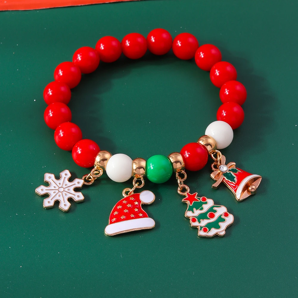 Aihua Neue Weihnachten Armbänder für Frauen Mädchen Perle Perlen Santa Claus Deer Glocke Weihnachtsbaum Armband Charme Armreif Schmuck Geschenk – Detail 13