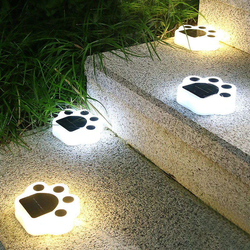 

Paw Print Solar Outdoor Light Solar Garden Lamp Waterproof In-Ground Landscape Lighting for Path Lawn Yard Patio Deck Warm White