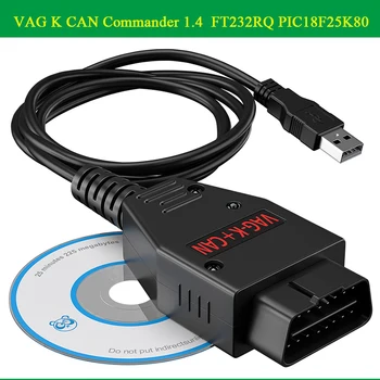 2025 Il più nuovo VAG K CAN Commander 1.4 FTDI PIC18F25K80 K + CAN 1.4 OBD 2 OBD2 Auto Car Strumenti diagnostici Interfaccia COM K-line Cavo