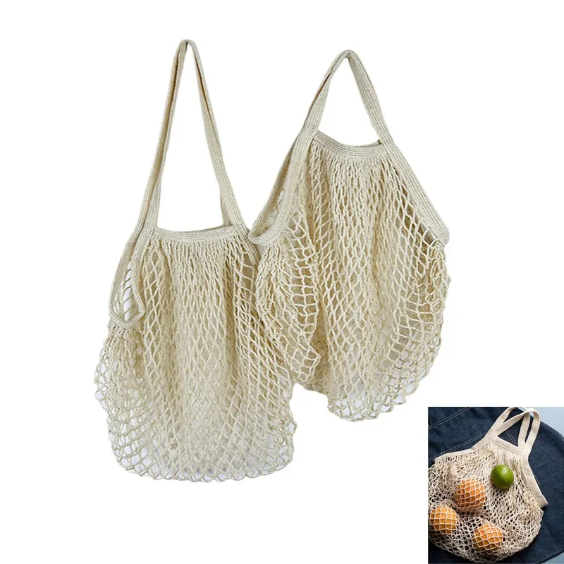 

Portable Reusable Grocery Bags for Fruit and Vegetable Storage Bag Washable Cotton Mesh String Organic Organizer Shopping Bags