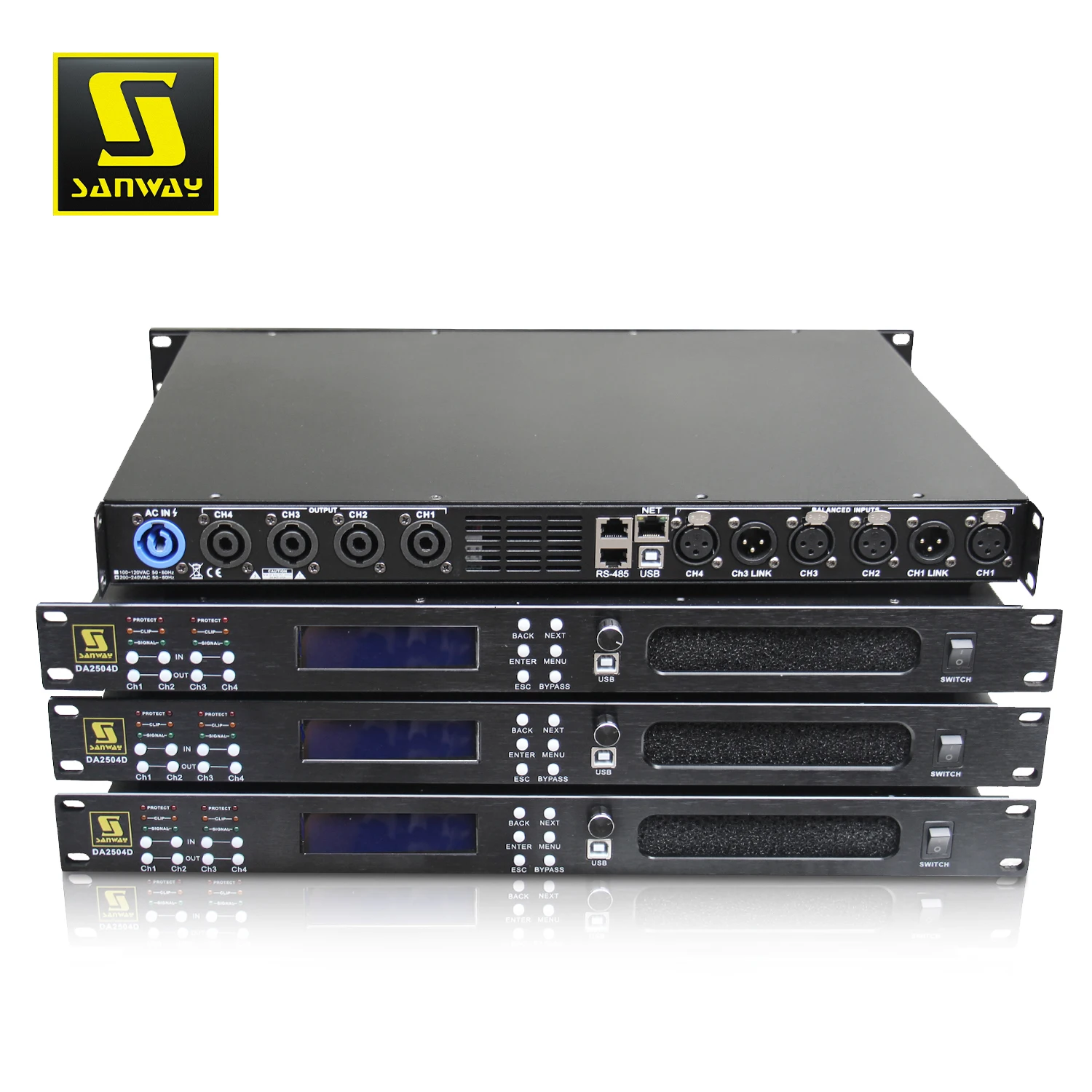 DA2504D 1U 4CH Class D Digital DSP Power Amplifier for Home Theater