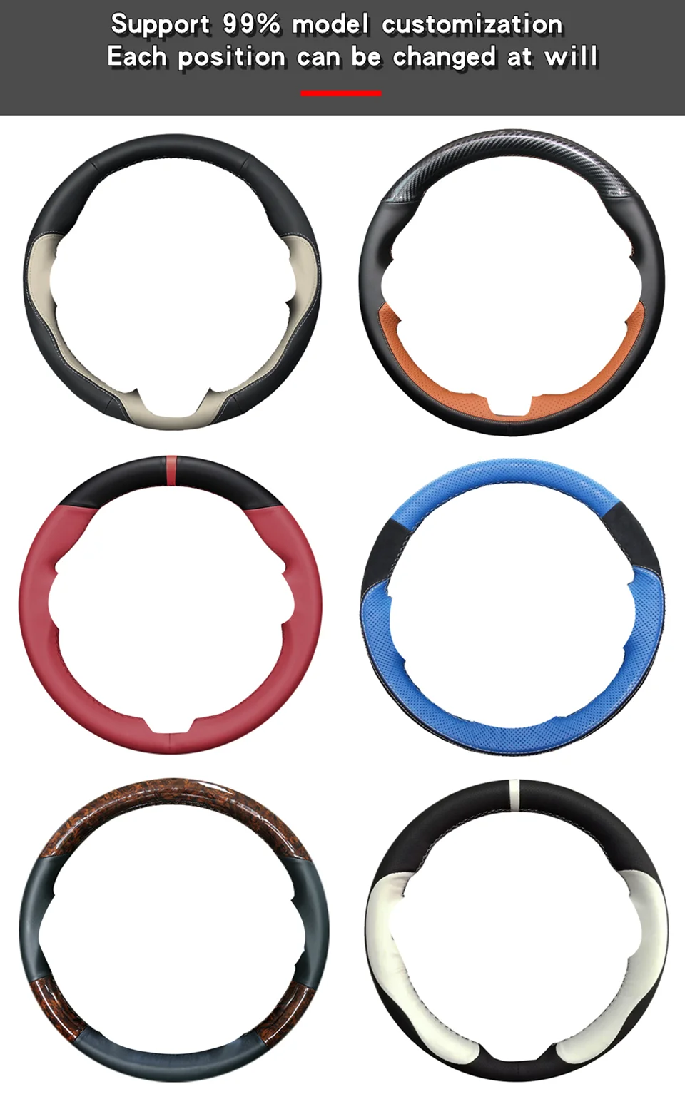 Custom Car Steering Wheel Cover 100% Fit For Volkswagen VW Golf 8 Passat ID.3 Arteon Caddy 2019-2022 Auto Interior Accessories