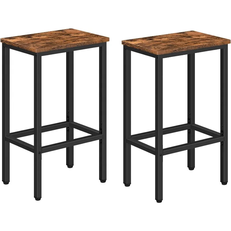 

Stools,Set of 2 Chairs,Kitchen Breakfast Bar Stools with Footrest, 25.8" Dining Stools,Rectangular Industrial Bar