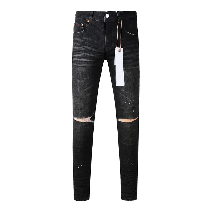 Americans High Street Style Distressed Classical Black Skinny Button Fly Destroyed Holes Slim Fit Graffiti Ripped Jeans ripped jeans,ripped patchwork jeans