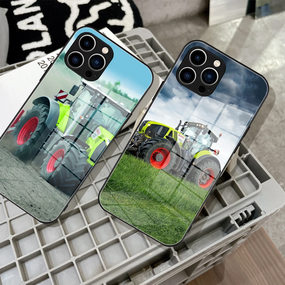 Claas Tractor Phone Case Glass Per Iphone 13 14 11 Pro Xr Xs Max 8X7Plus 12 13 Mini Se 2020 Cover Per Telefono