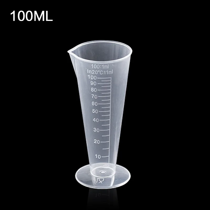 1 Piece Experimental Equipment Container 100ML Triangle Measuring Cup Scale Tapered Measuring Cup Transparent Plastic plastic measuring cylinder
