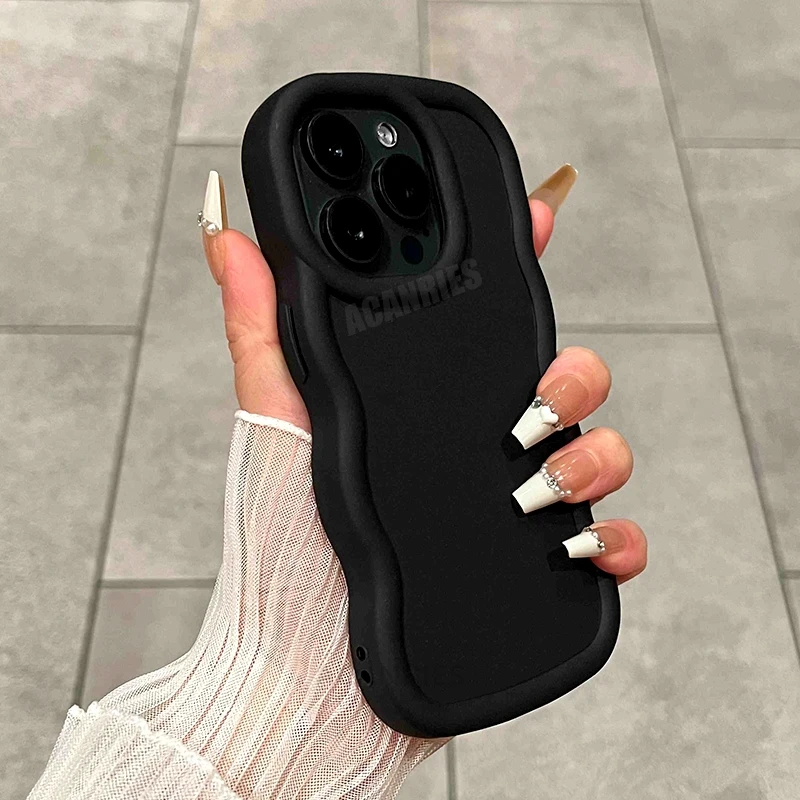Cute Candy Wavy Silicone Case For Iphone 16 11 12 13 14 15 Pro Max 7 8 Plus Iphone16 16pro 16plus X Xs Soft Back Cover Se 2022 3