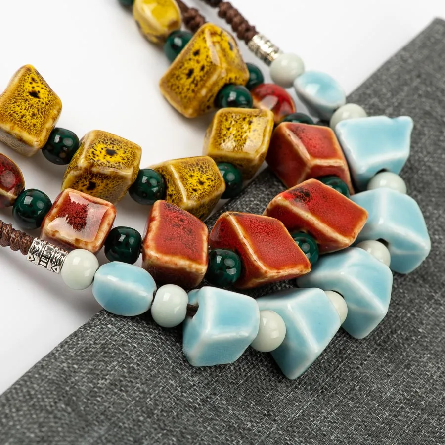 Collana Perline In Ceramica In Stile Bohemien Elegante