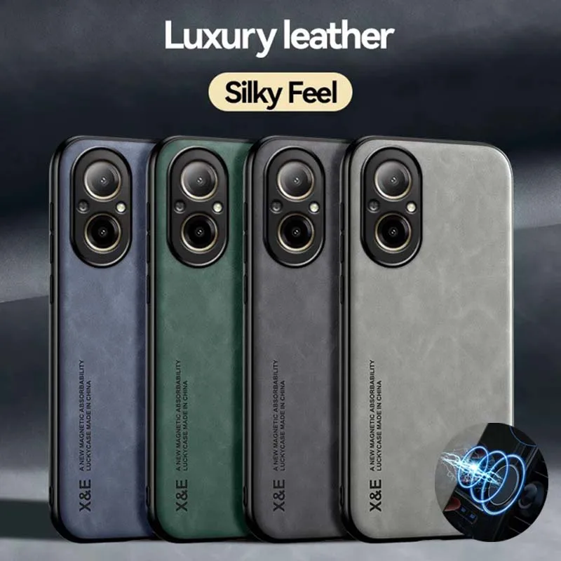 Luxury Leather Phone Case with Metal Plate