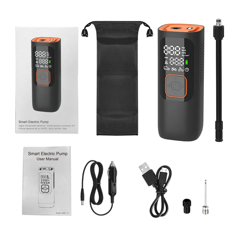 40L/Min tyre compressor 12V, Cordless Car Air Compressor 160PSI Digital Car Air Pump 7500mAh Tire air injector sup inflator