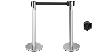 SucceBuy 2/3/6/8 Pcs Belt Stanchion Crowd Control Barrier Stainless Steel Queue Pole Retractable Belt for Bank Airport Stadium