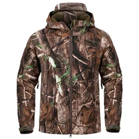 Men's Silent Soft Shell Camouflage Tactical Jacket Waterproof Warm Fleece Hunting Jackets Outdoor Hiking Fishing Hooded Coat 2