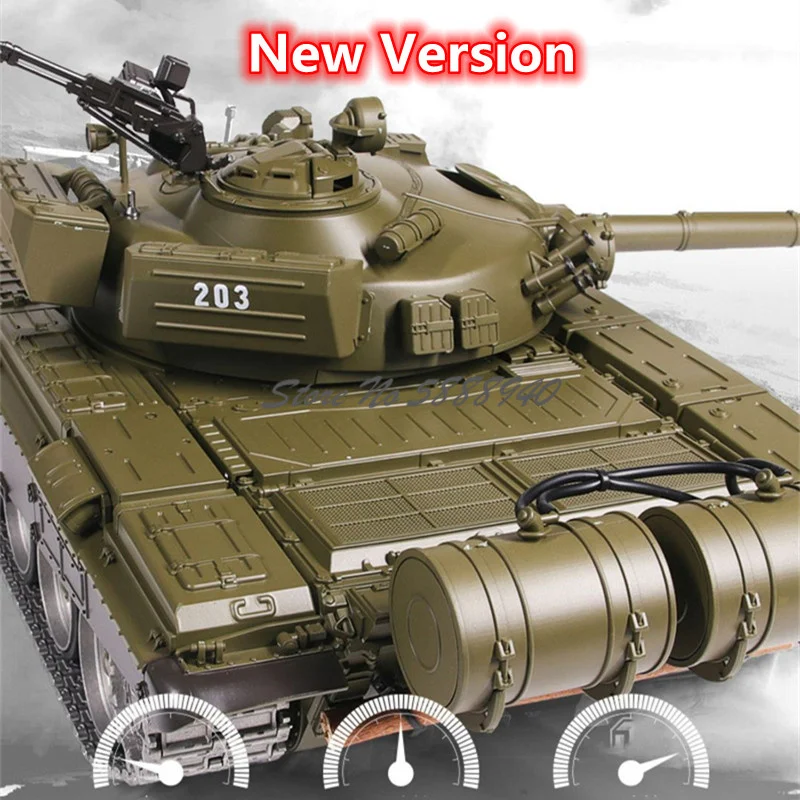 Omnidirectional Drive Metal 65CM Oversized T-72 Remote Control Tank 1:16 Launch Bullet Smoke Sound Barrel lift Electric RC Tank 3