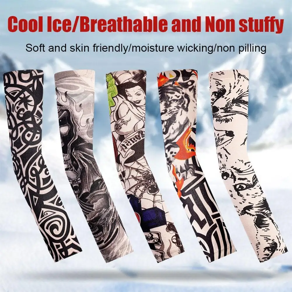 

Outdoor Tattoo Sleeve Flower Arm Tattoo Cycling Fishing Sleeve Cool Men Protection Tattoo Sunscreen Sunscreen Women Arm Arm D7X2