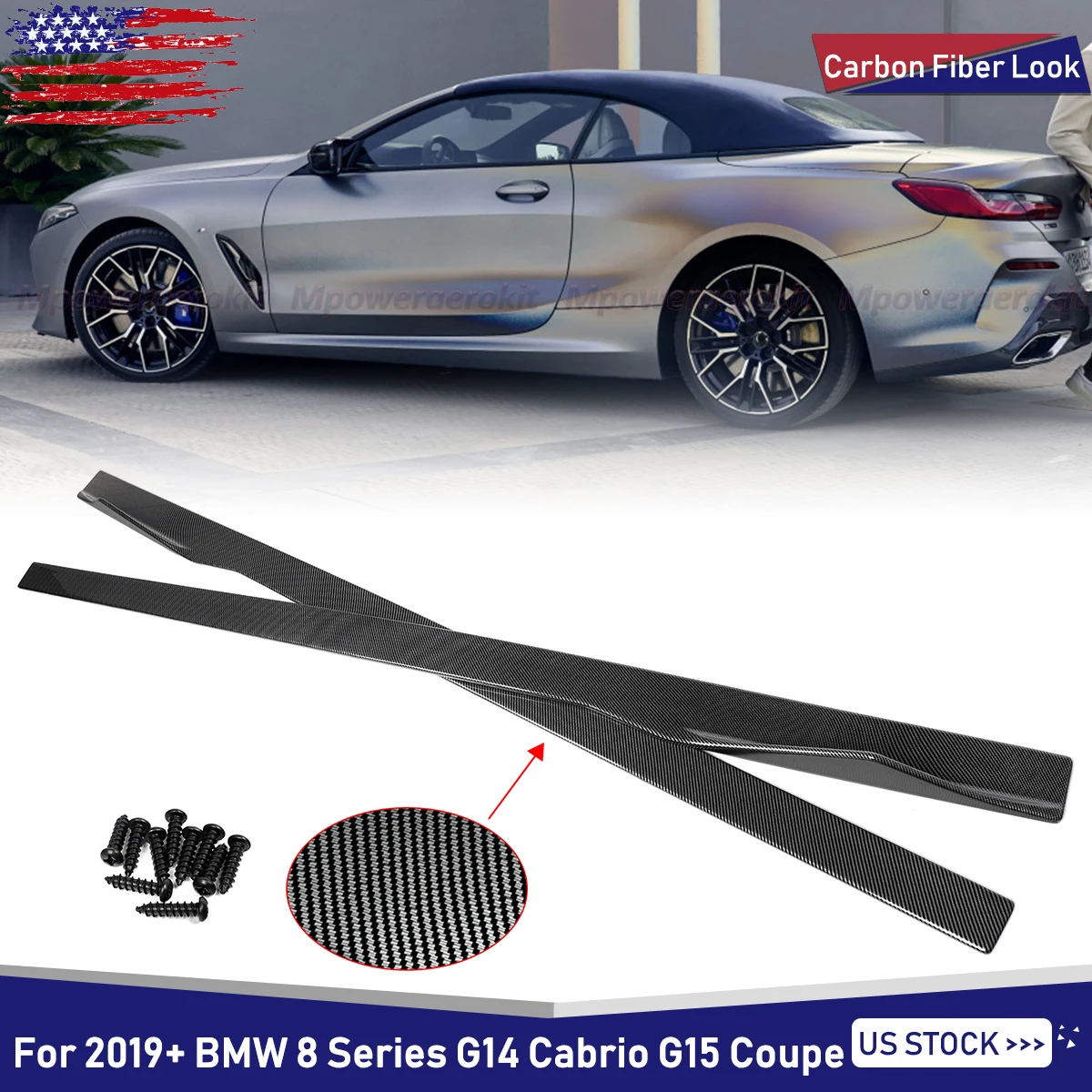 

Carbon Look Side Skirts Lip Extension For BMW 8 Series G14 G15 840i M850i 2-Door