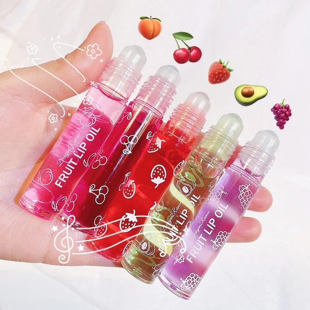 6PCS Fruity Flavors Rolling Ball Lip Oil Set, Moisturizing Lip