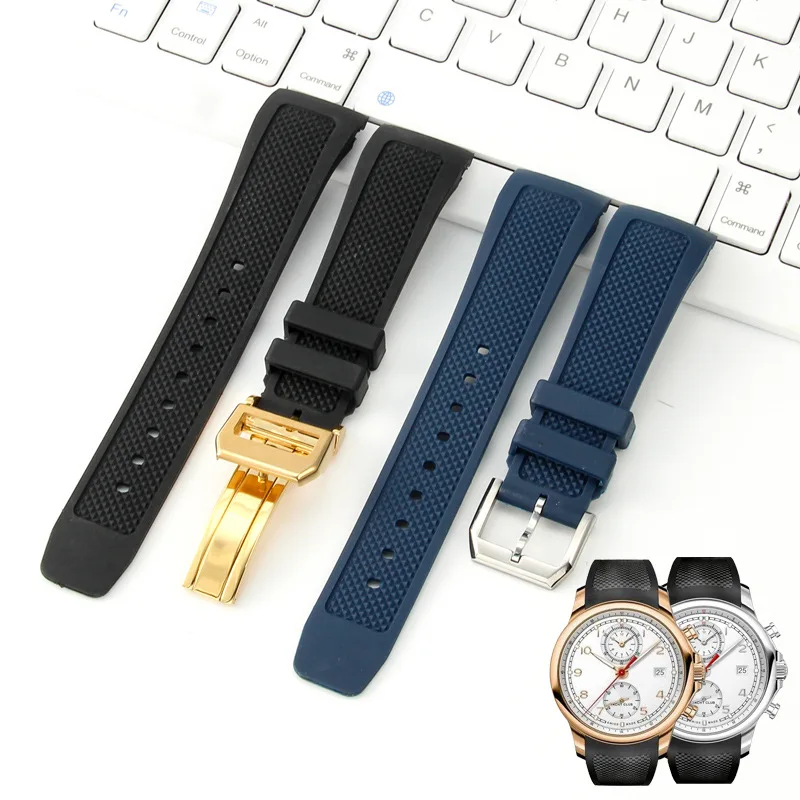 

High Quality Soft Silicone Watch Band Strap Men's Waterproof Sports Wristband Fits IWC Watch Accessories 22mm with Tools