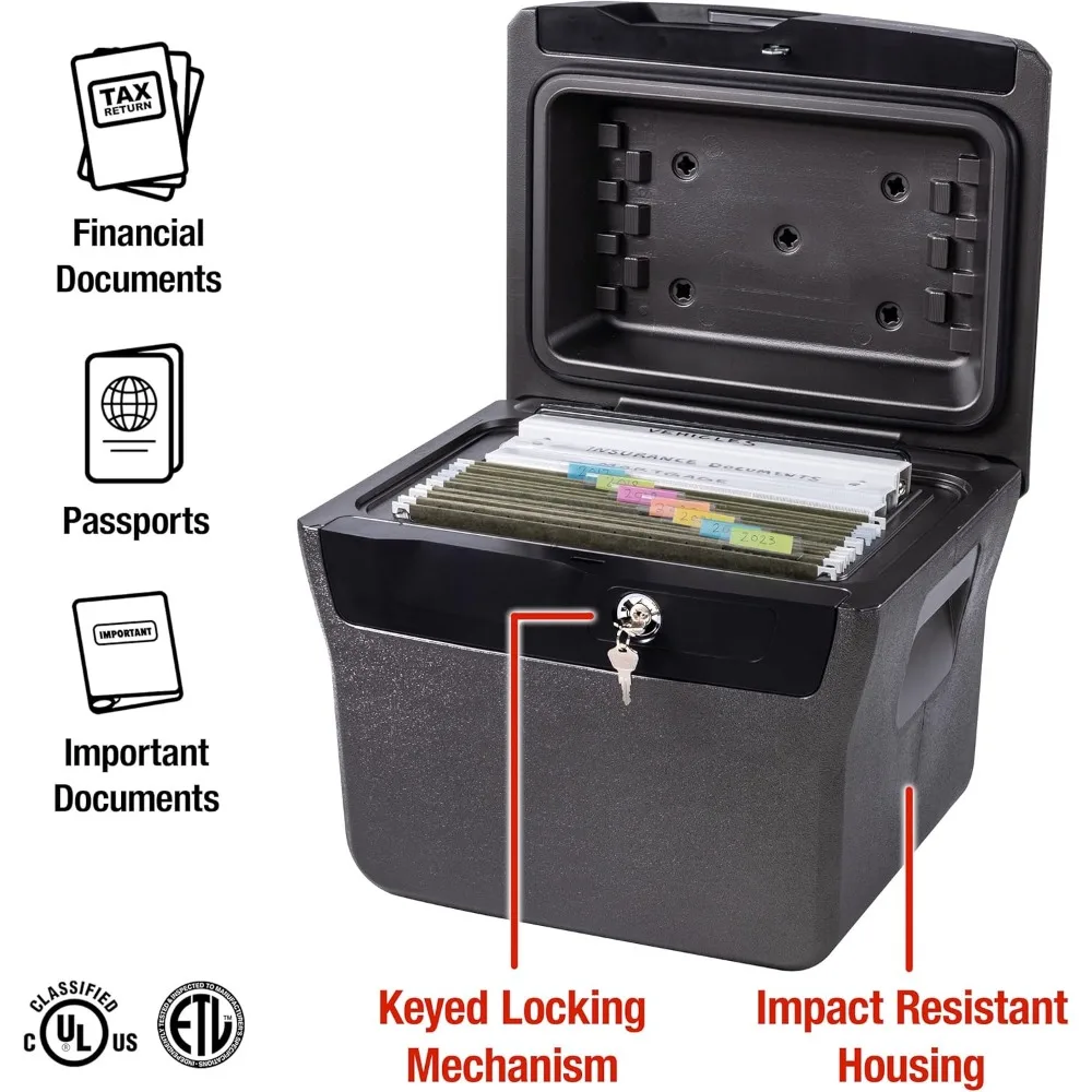 Fireproof Waterproof Document Lock Box with Key