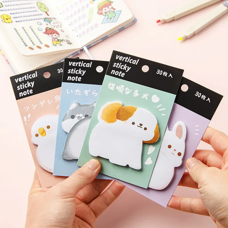 4Pcs/Lot Kawaii Cartoon Animal Ass Sticky Notes Cute Rabbit Dog Cat Bird Hip Memo Pad Notepads School Office Stationery Gifts 2