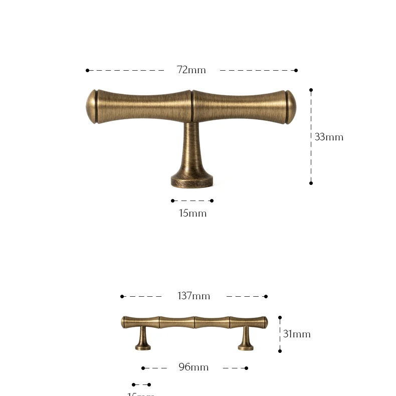 antique brass cabinet handle long pull bamboo design