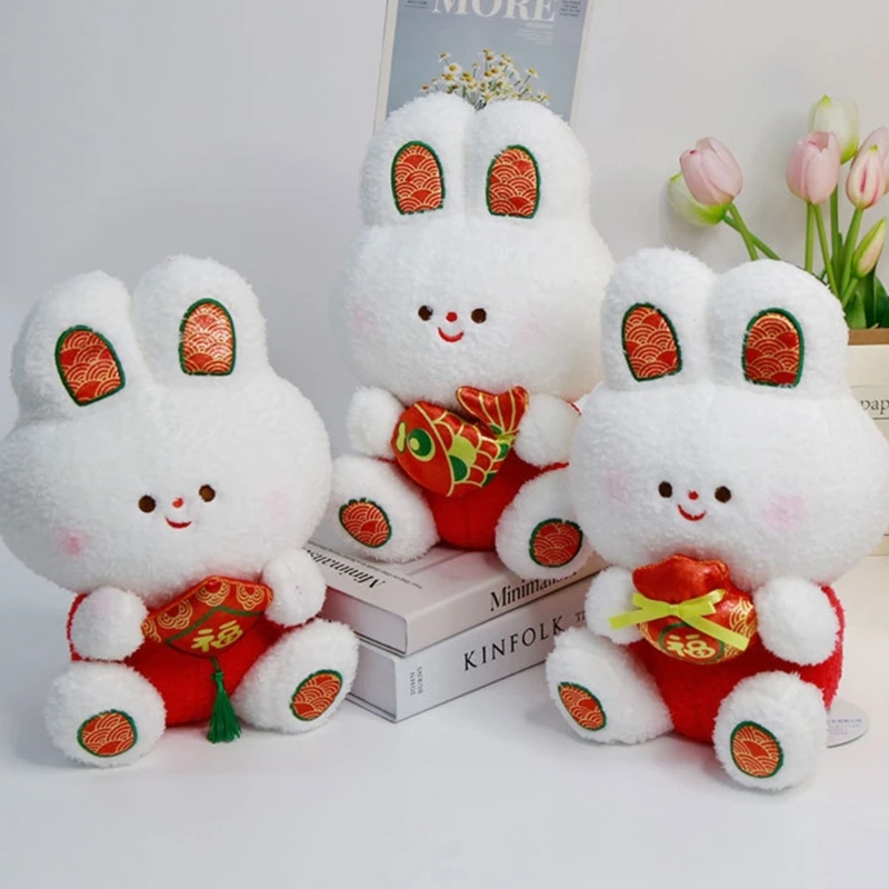 

Couple Chinese Style Rabbit Shape Doll Handmade Plush Doll Cute Holiday Gifts for New Year Decorations for Home Office