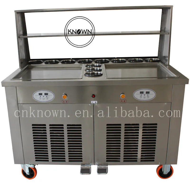 

Most effective low noise double flat square pan ice cream roll maker