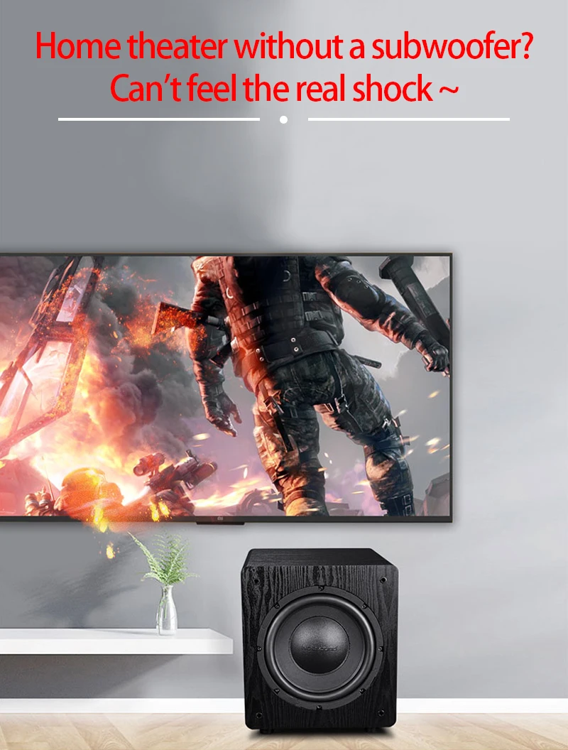 150W 4 Ohm 8~10 Inch Amplifier Speaker Subwoofer Audio Wooden Home Theater System Active Sound Speaker Subwoofer