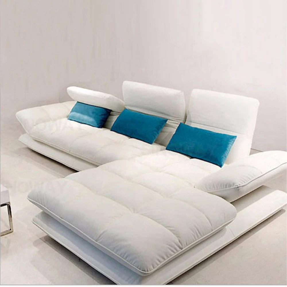 Elegant Italian Leather Couch for Living Room Sofas Sets with Adjustable Headrests and Armrests Genuine Leather Sectional Sofa
