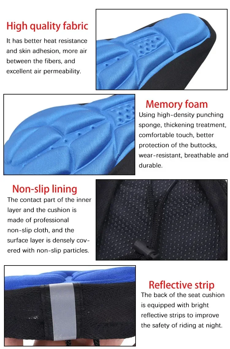 Description Picture 3 of itemMTB Bicycle 3D Saddle Cover Comfortable Foam Seat Cushion Saddle Breathable Super Soft Seat Cycling Seat Saddle Bike Accessories
