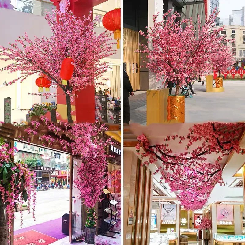 Artificial Flower Silk Peach Blossom Branch Cherry Room Home Christmas Decoration Plum Blossom Wedding Arrangement Accessories
