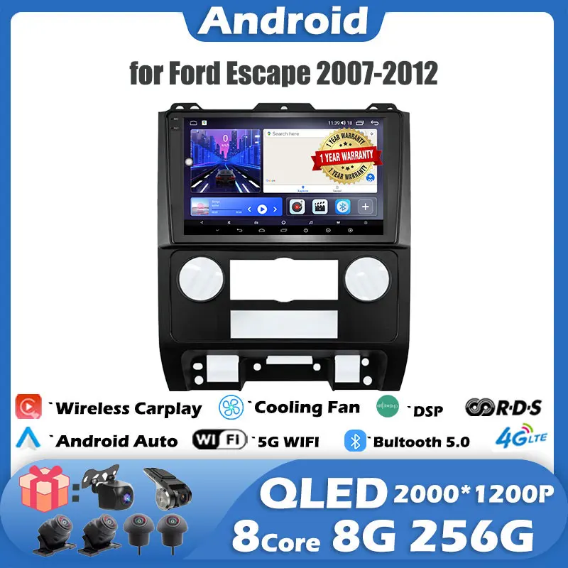 

Головное устройство на Android 14 для Ford Escape 2007-2012, автомобильное радио с 9 "экраном, стерео, GPS-навигация, мультимедийный плеер, аудио Авторадио