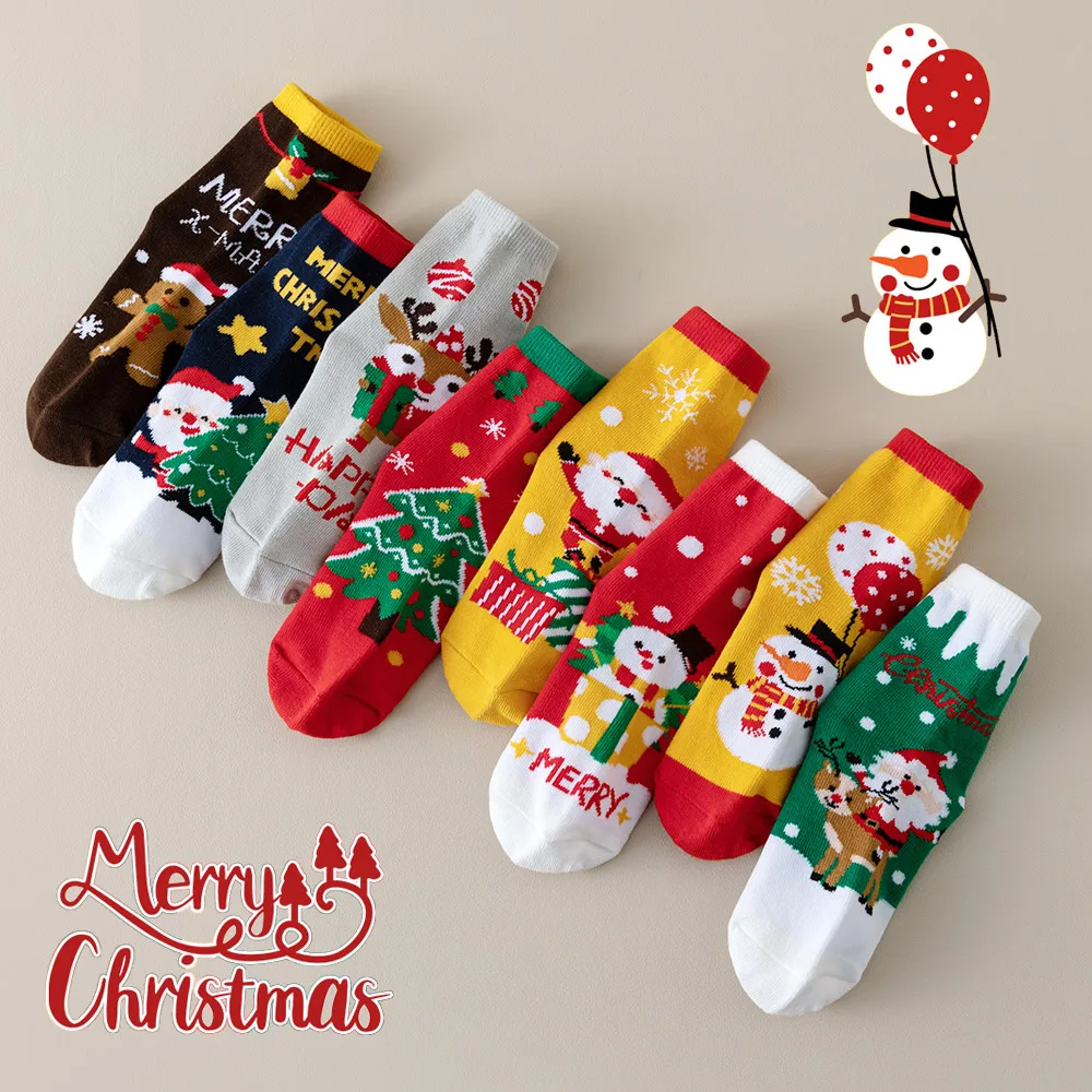 Festive Cartoon Christmas Socks - 4 Pairs