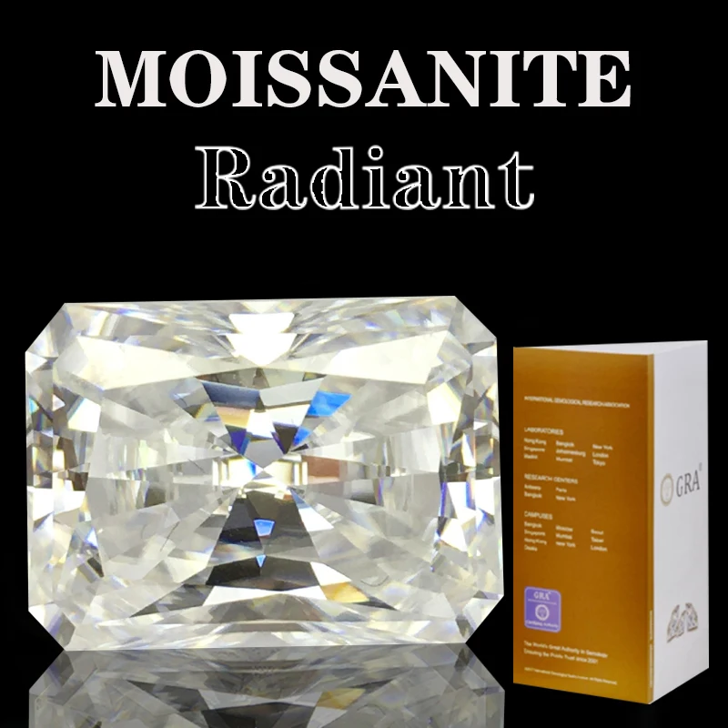 

Brilliant Radiant Cut Moissanite Stone Super White D Color VVS1 Loose Gemstone Lab Grown Diamond All Size For Wedding Jewelry