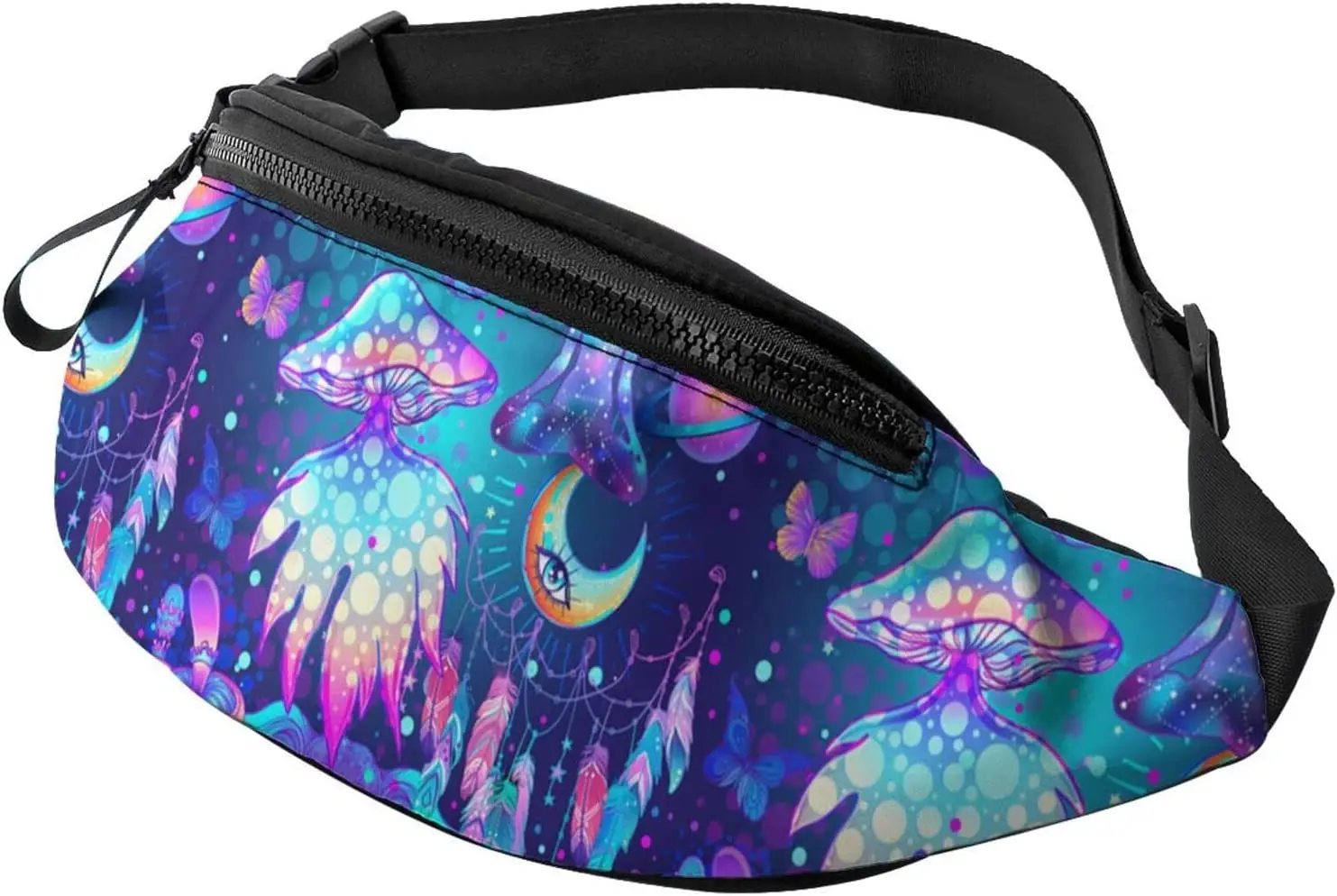 

Magic Mushrooms Psychedelic Casual Fanny Waist Pack Adjustable Belt Waist Bag for Traveling Hiking Cycling Running Festival Rave