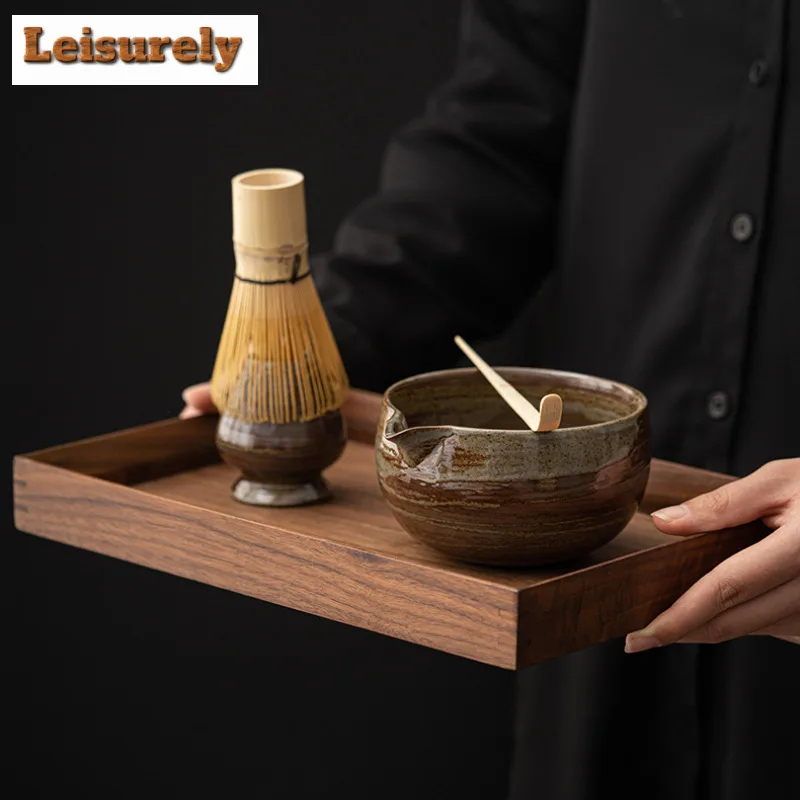 Japanese Coarse Pottery Matcha Tea Set Bamboo Tea Brush Ceramic Tea Bowl Composition Chinese Traditional Tea Tools Holiday Gifts