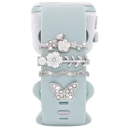 Chic Silicone Strap with Metal Charm Accents - Fashionable Watch Band Accessories (Silvery)