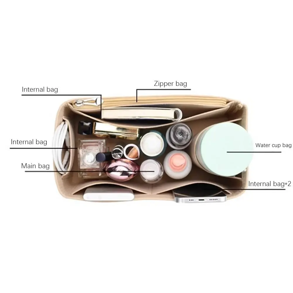 Enhanced Felt Handbag Organizer with Multi-Pocket Design