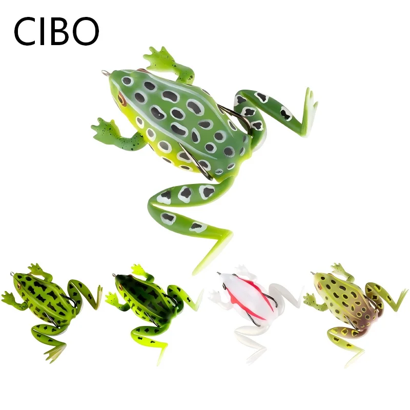 CIBO 1 Stück 65mm/2,56 Zoll 17,2g Bionischer Froschköder Oberflächenköder Weicher Angelköder mit Doppelhaken für Barsch und Schlangenkopf
