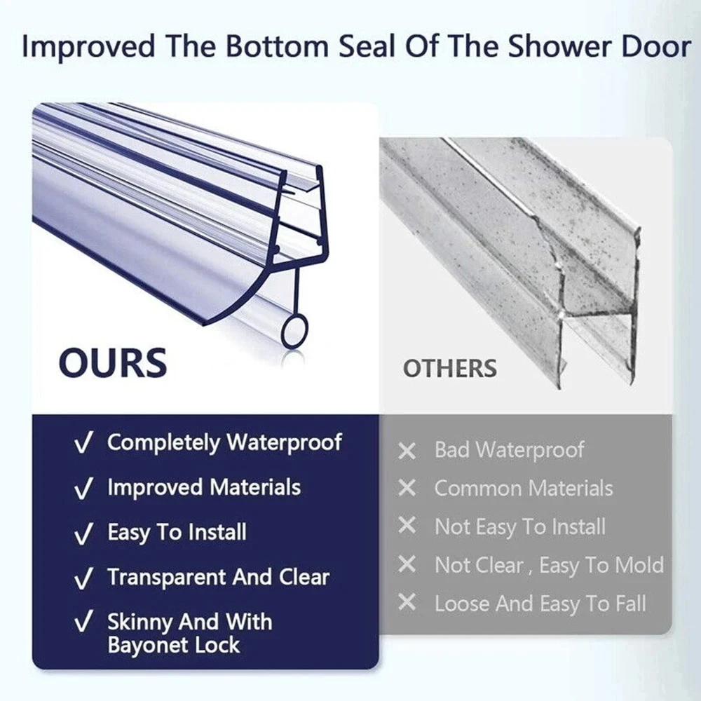 Bath Shower Strip Seal 5 Types For Screens Doors Fits 4-6mm Glass Seals Gaps PVC Sealing Strip shower door seal rubber shower seal Bathroom Transparent Accessories