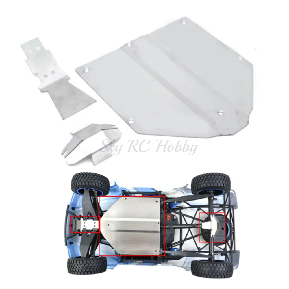 

1Set Stainless Steel Anti-collision plate guard chassis armor For LOSI 1/10 Baja Rey V2 RC Car Accessories
