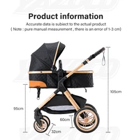 Poussette de bébé de luxe 3 en 1, landau de voyage Portable, cadre en aluminium, landau pliant, voiture de paysage haut pour nouveau-né, noir 7
