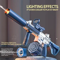 New M416 Second Water Gun Spitfire version Automatic Electric Repeating Muzzle Flash Water Gun Blue Pink Children's Outdoor Toys 2