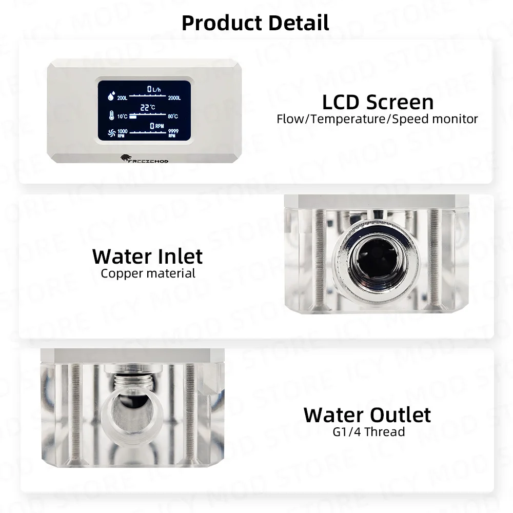 Zemod-water Cooling va Lcd Flow Meter Ventilador de Detecção Elétrica Rpw Termonômetro Velocidade para Monitoramento Mod Lsj-znr - Imagem 5
