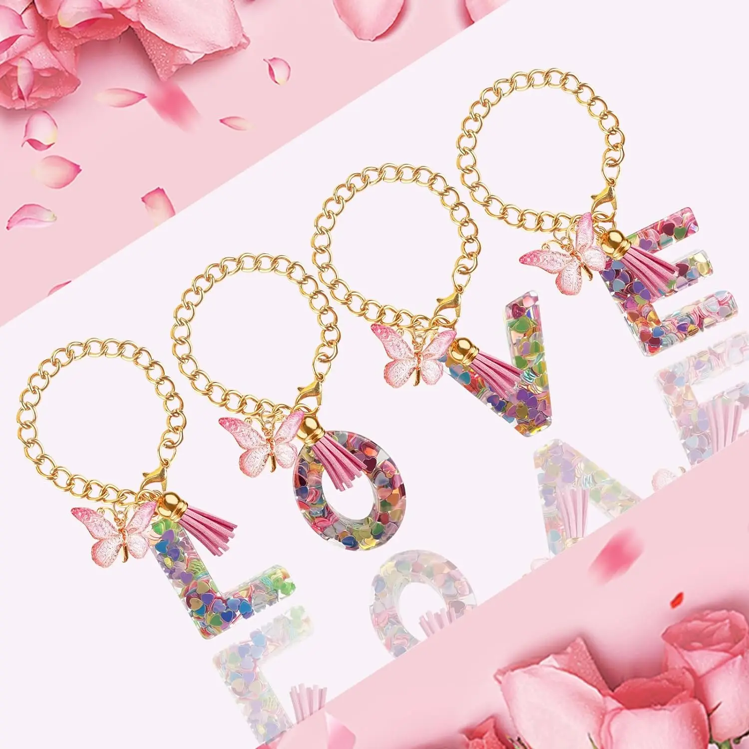 Chic Butterfly Initial Keychain Charm for Tumblers and Accessories