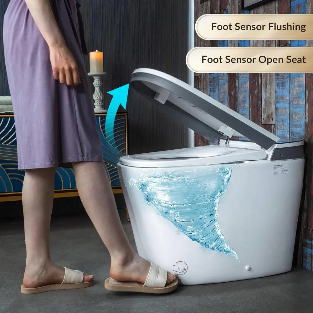 Smart Bidet Toilet,1.28 GPF Dual Flush, Auto Open & Close, Auto Flush, Foot Sensor, 1000 Gram MaP Flushing Score, Heated Seat 5