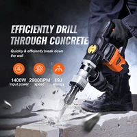 SucceBuy 1400W marteau à cric de démolition marteau à cric électrique robuste 2900 BPM brise-béton 2 pièces fraises écaillage 2
