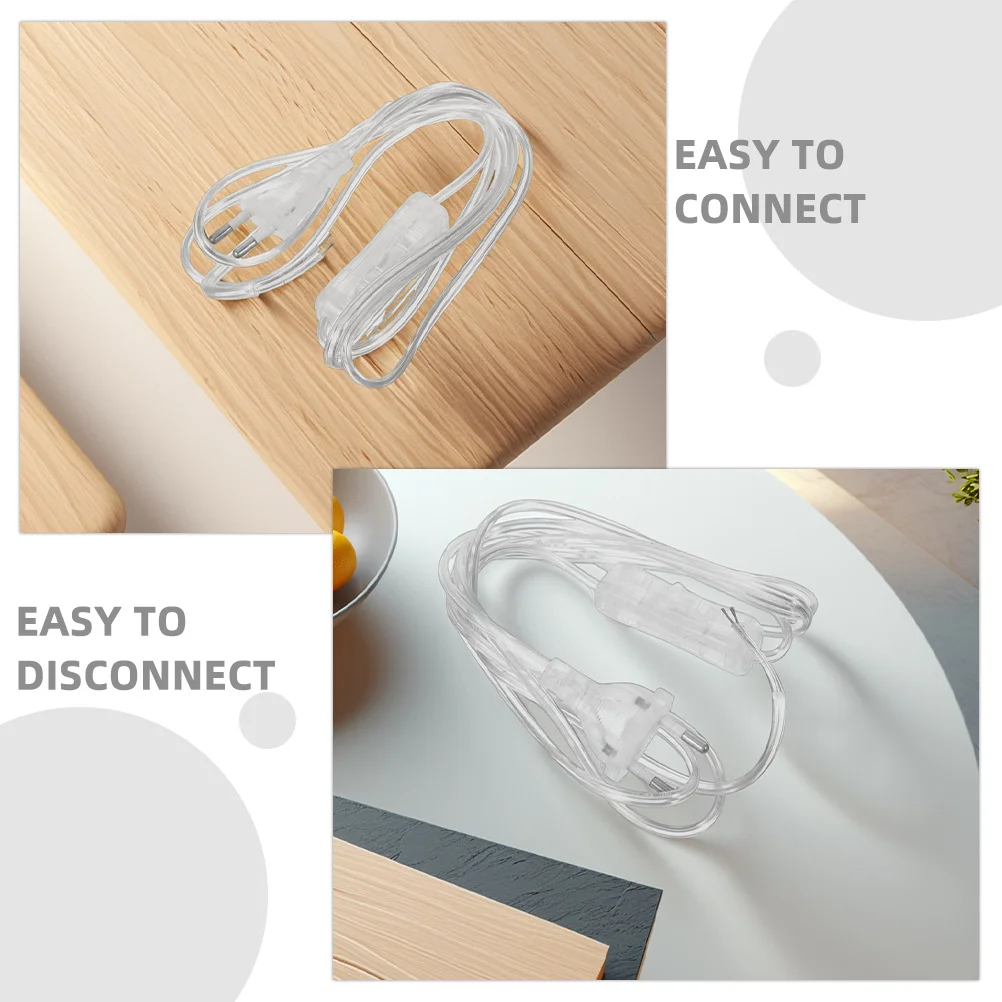 3pcs 전원 코드 투명 유럽 플러그 스위치 램프 교체 테이블 책상 펜던트 조명에 대 한 명확한 케이블 가정용 내구성 Pvc