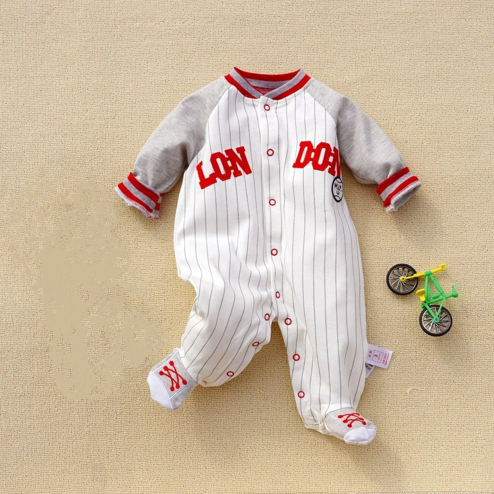 3-12M Long sleeve Baby Rompers comfortable Spring Autumn cotton Baby boy Costume Letter Embroidery jumpsuits