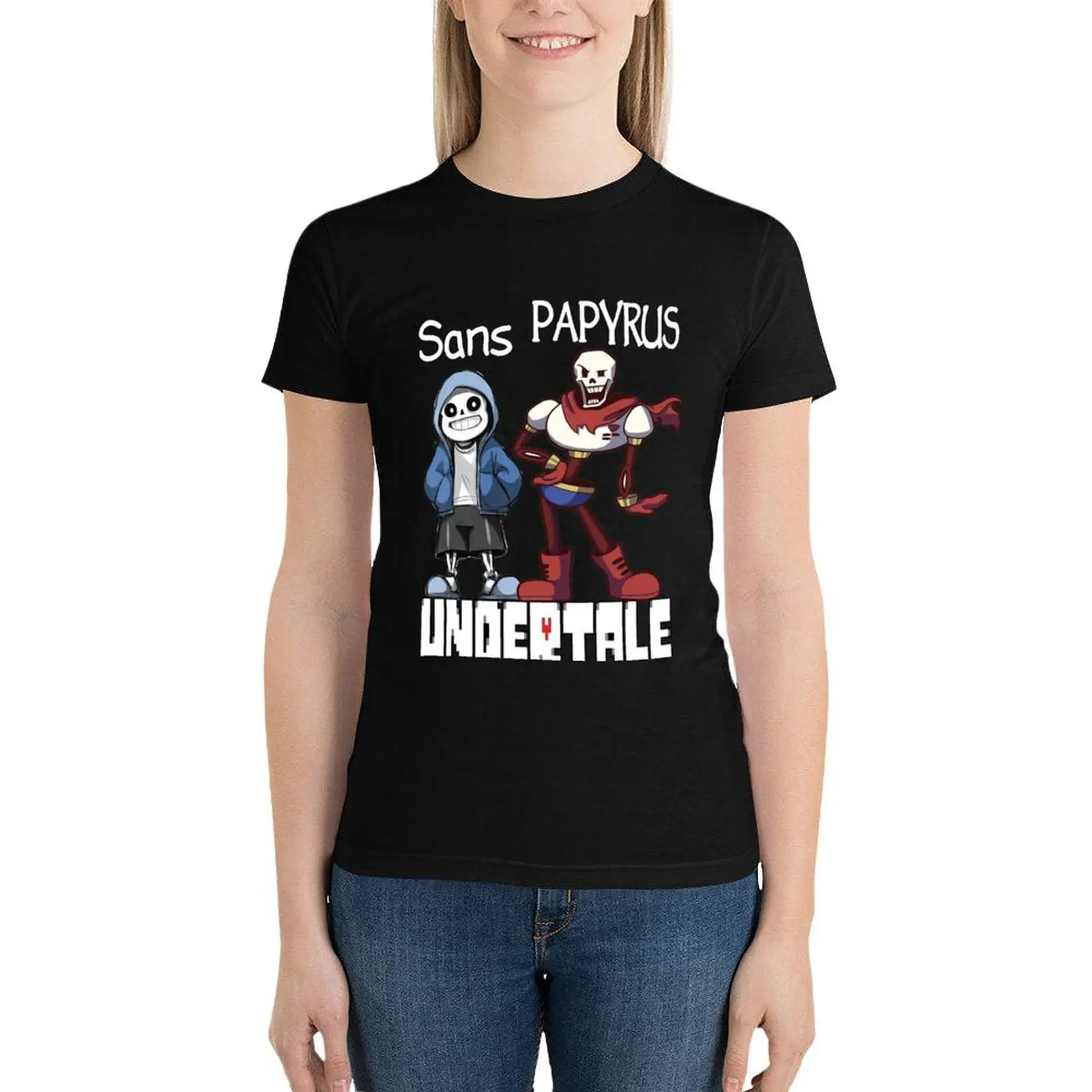 

Sans and Papyrus T-Shirt summer top cute clothes Women t-shirts