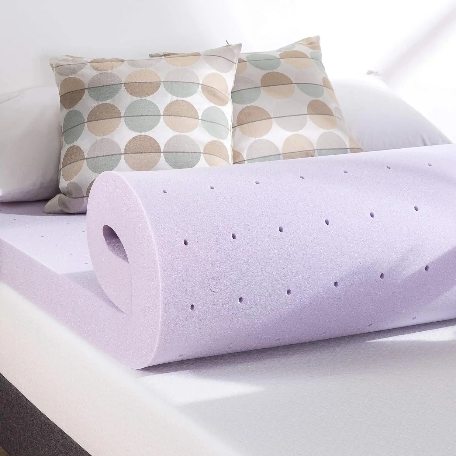 4 Inch Ventilated Memory Foam Mattress Topper, Soothing Lavender Infusion, CertiPUR-US Certified